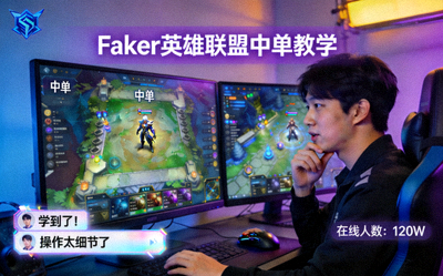 Faker英雄联盟中单教学直播画面